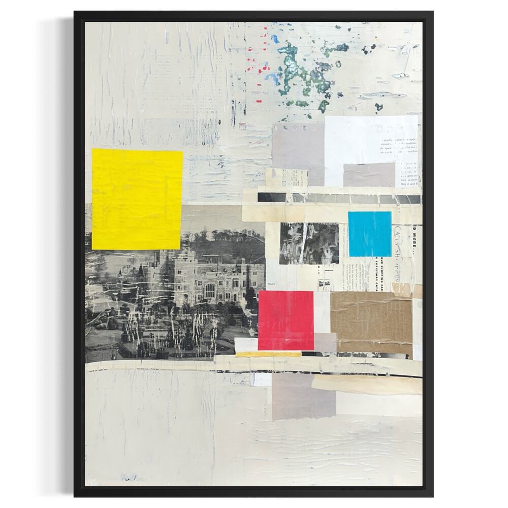Original Mixed Media Modern Art Collage Painting 18x24 "Pteridomania" Signed